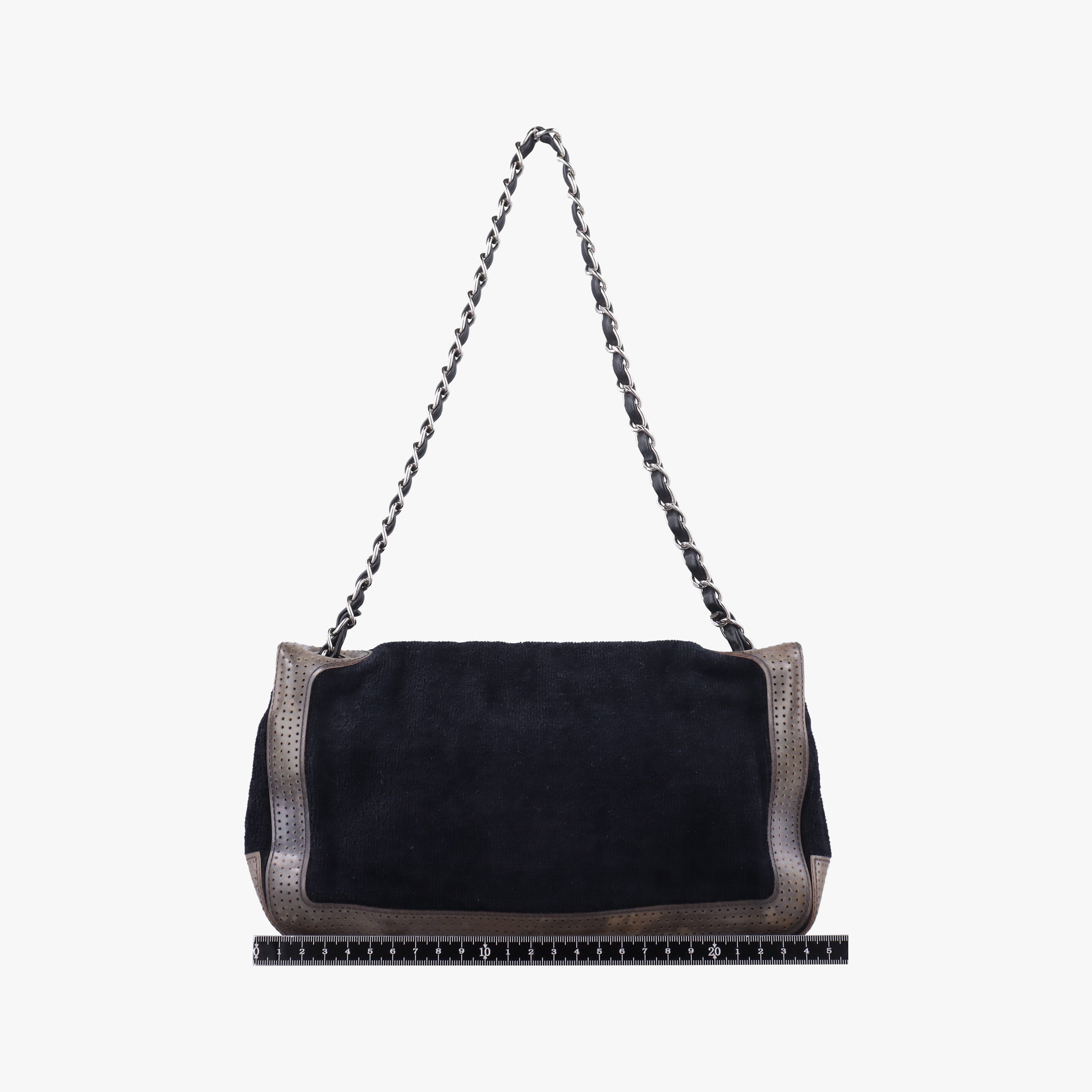 Vintage Chanel Sport Line Black×khaki Terry cloth×perforated leather A46094 shoulderbag | stylenewstar