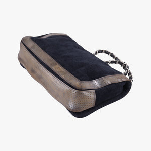 Vintage Chanel Sport Line Black×khaki Terry cloth×perforated leather A46094 shoulderbag | stylenewstar