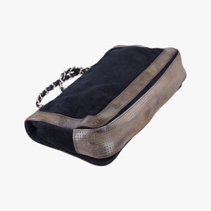 Vintage Chanel Sport Line Black×khaki Terry cloth×perforated leather A46094 shoulderbag | stylenewstar