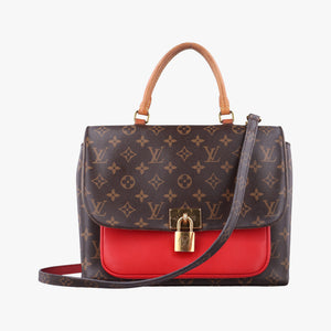 Pre-owned Louis Vuitton MARIGNAN Brown × Coquelicot Monogram Canvas×calf leather M44286 shoulderbag | stylenewstar