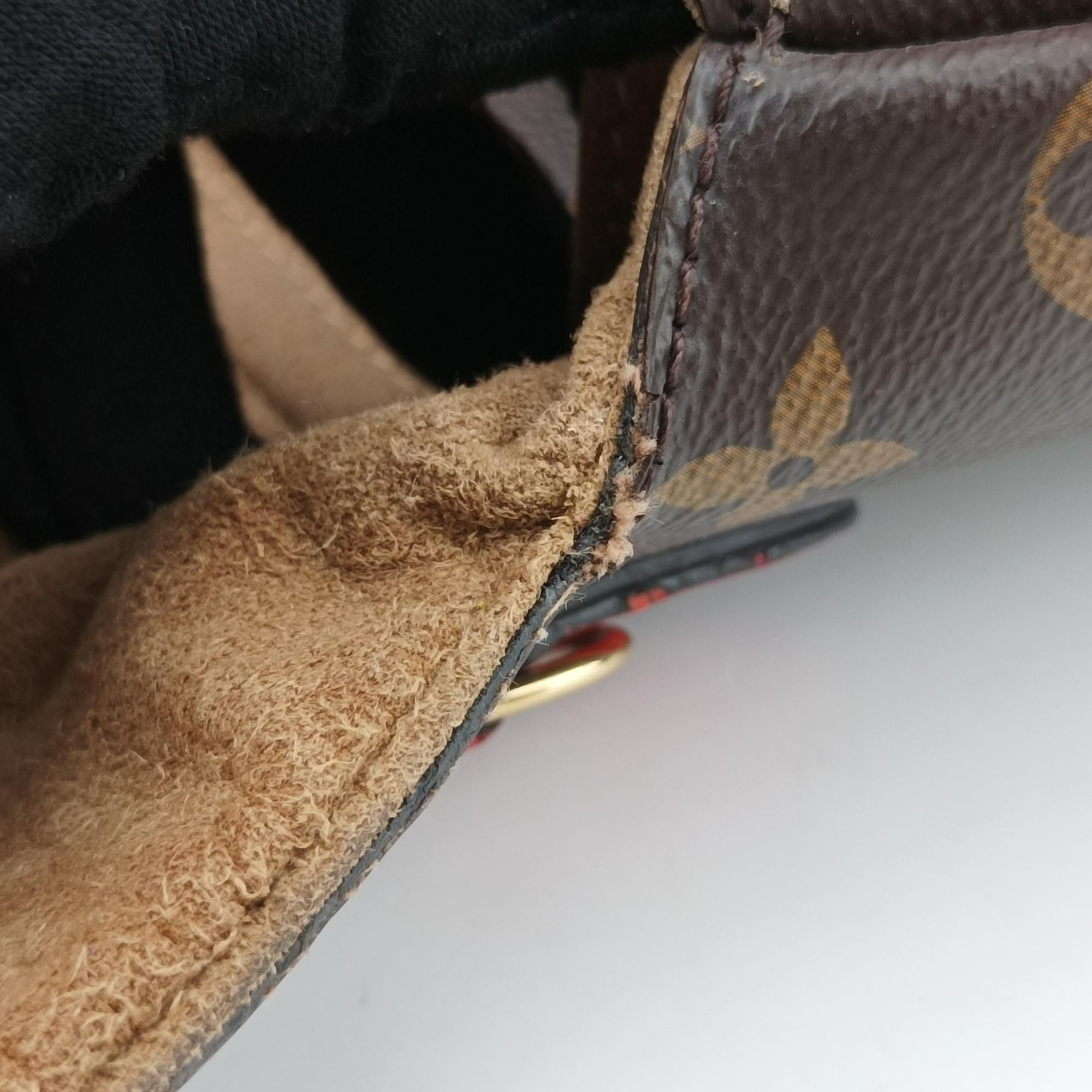Pre-owned Louis Vuitton MARIGNAN Brown × Coquelicot Monogram Canvas×calf leather M44286 shoulderbag | stylenewstar