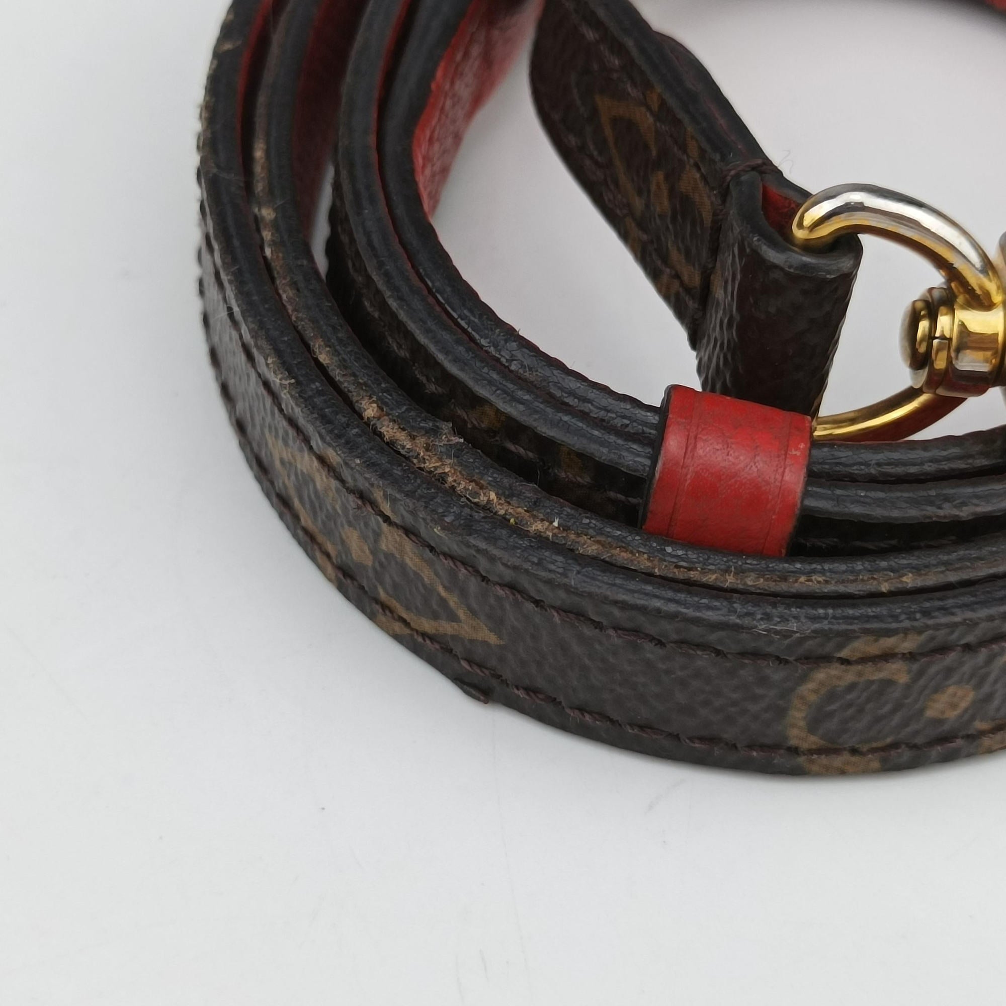 Pre-owned Louis Vuitton MARIGNAN Brown × Coquelicot Monogram Canvas×calf leather M44286 shoulderbag | stylenewstar