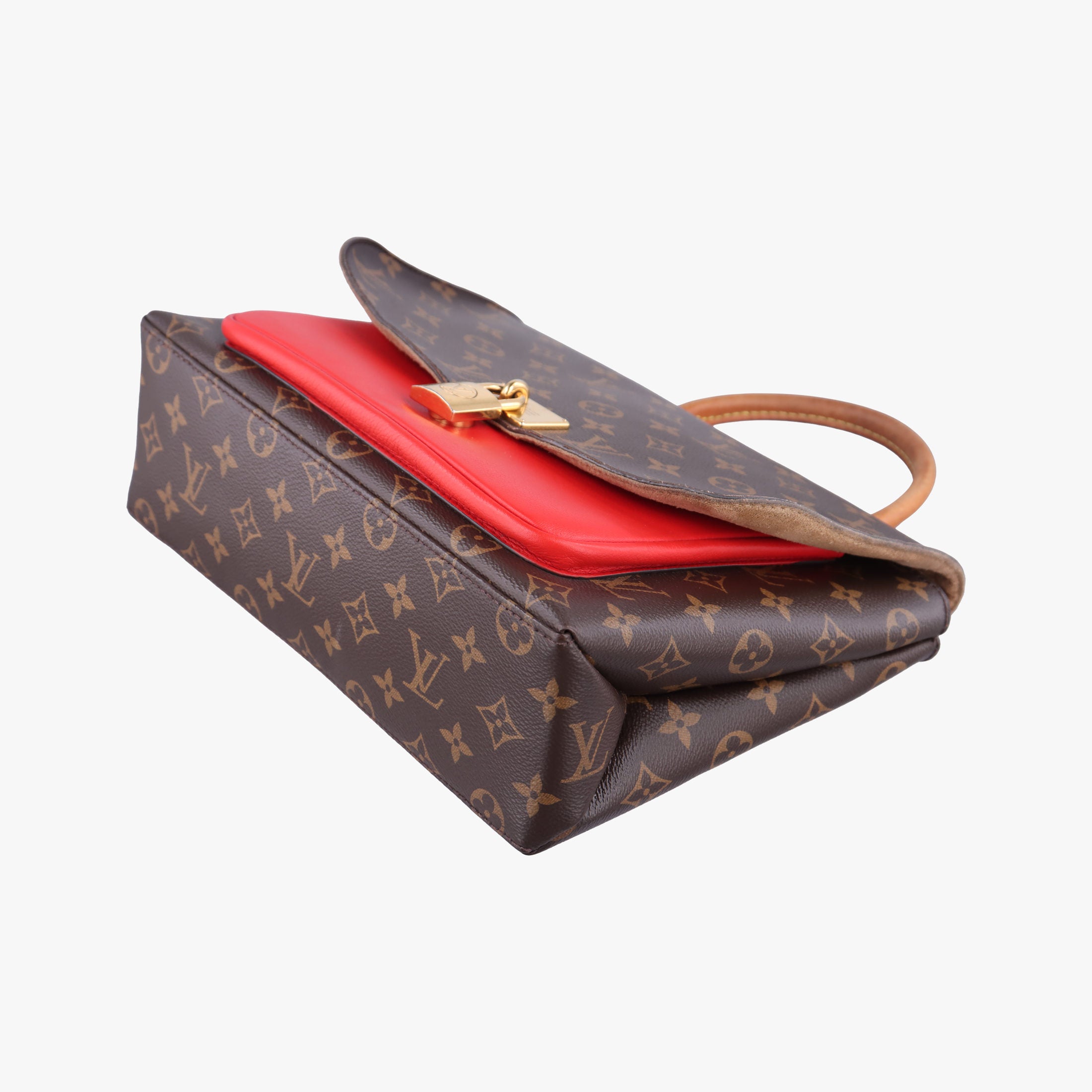 Pre-owned Louis Vuitton MARIGNAN Brown × Coquelicot Monogram Canvas×calf leather M44286 shoulderbag | stylenewstar