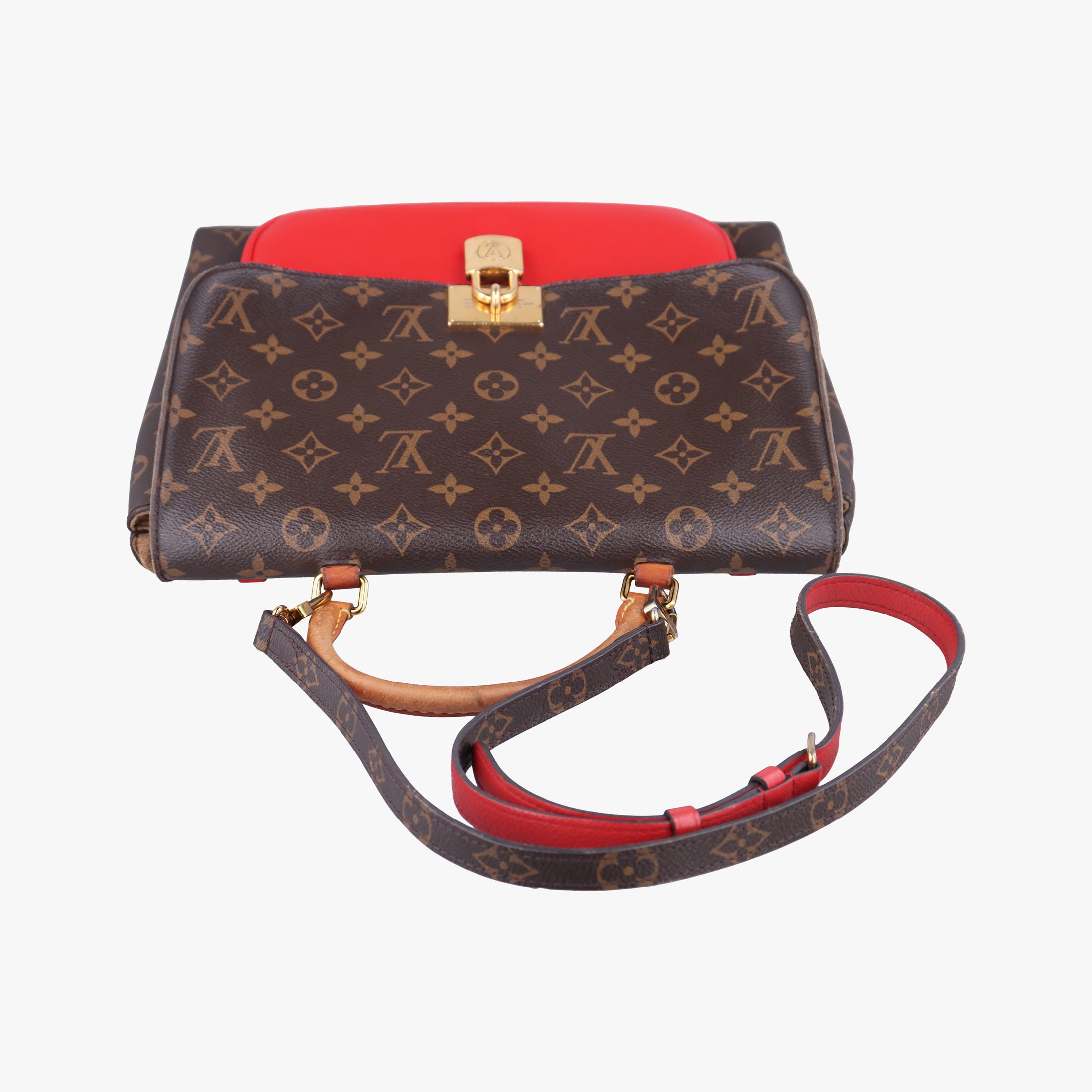 Pre-owned Louis Vuitton MARIGNAN Brown × Coquelicot Monogram Canvas×calf leather M44286 shoulderbag | stylenewstar