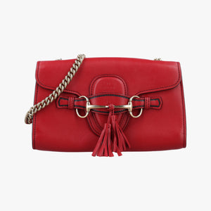 Pre-owned Gucci Emily Red Leather 283063 shoulderbag | stylenewstar