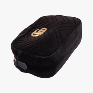 Pre-owned Gucci GG Marmont Black velour 447632 shoulderbag | stylenewstar