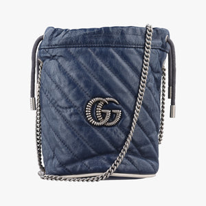 Vintage Gucci GG Marmont Blue Leather 573817 shoulderbag | stylenewstar