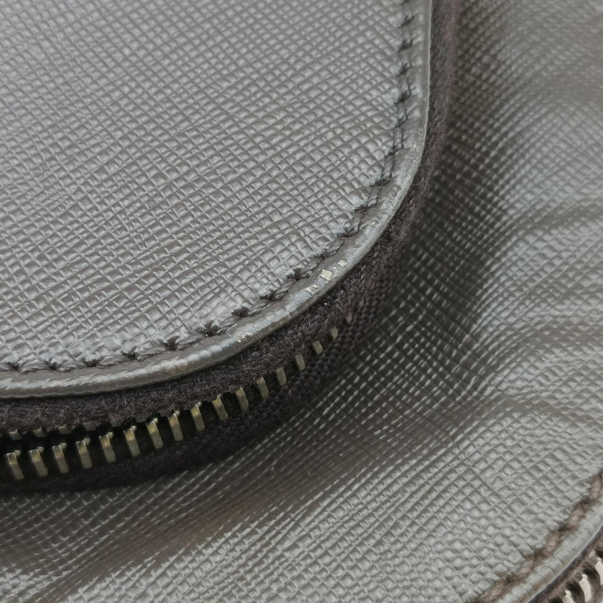 Pre-owned Prada Triangle Logo Plate Grey Saffiano Leather 178589 handbag | stylenewstar