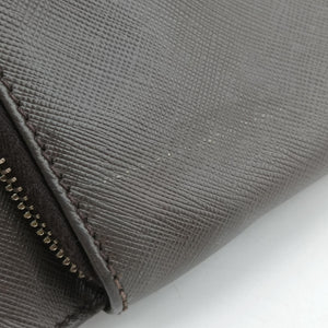 Pre-owned Prada Triangle Logo Plate Grey Saffiano Leather 178589 handbag | stylenewstar