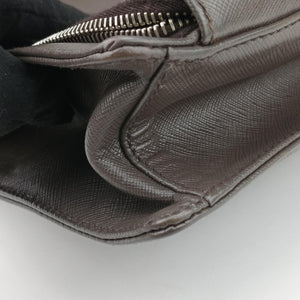 Pre-owned Prada Triangle Logo Plate Grey Saffiano Leather 178589 handbag | stylenewstar