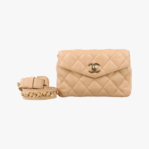 Vintage Chanel Matelasse Beige Lambskin  shoulderbag | stylenewstar