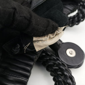 Pre-owned Bottega Veneta Gathered Black Leather  shoulderbag | stylenewstar