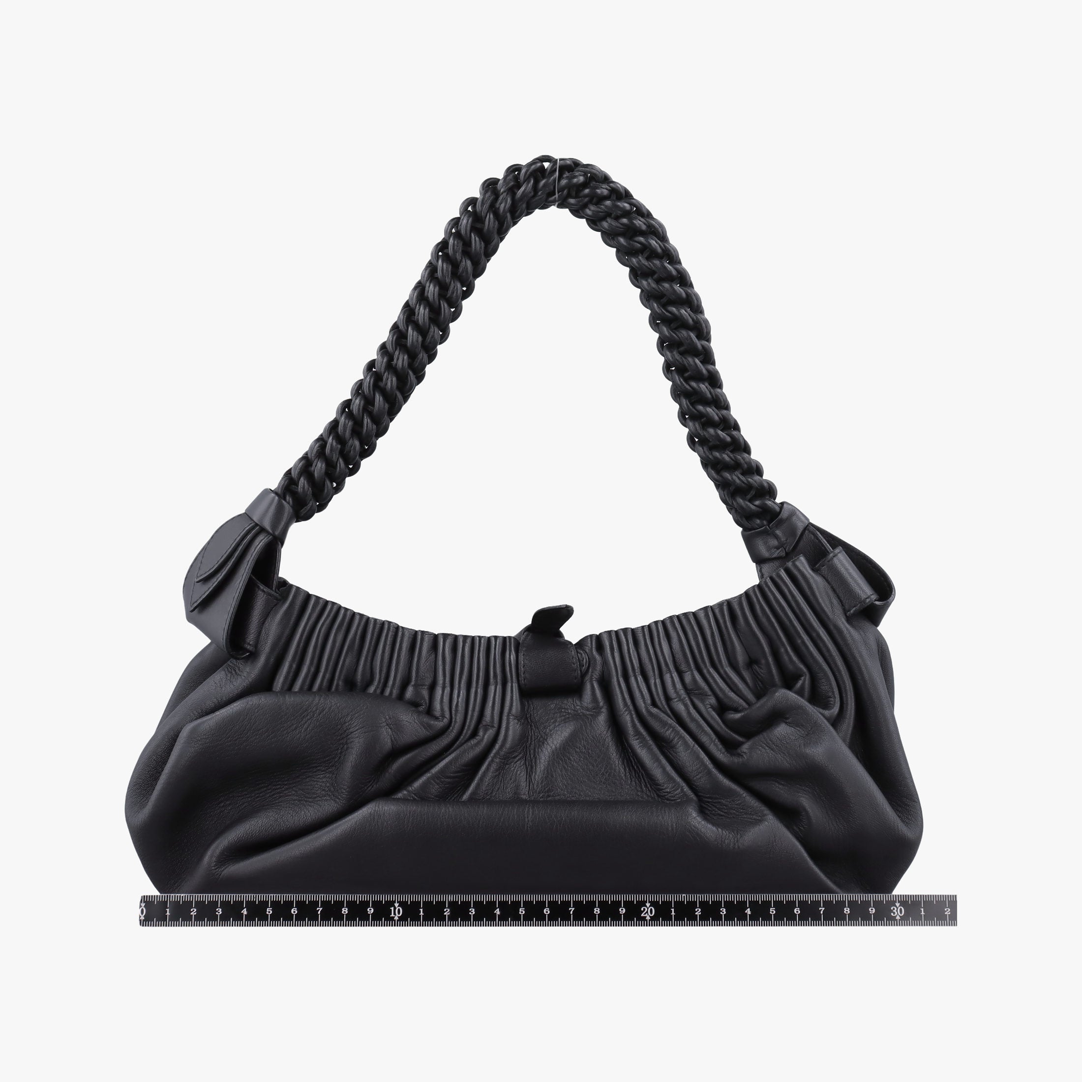 Pre-owned Bottega Veneta Gathered Black Leather  shoulderbag | stylenewstar