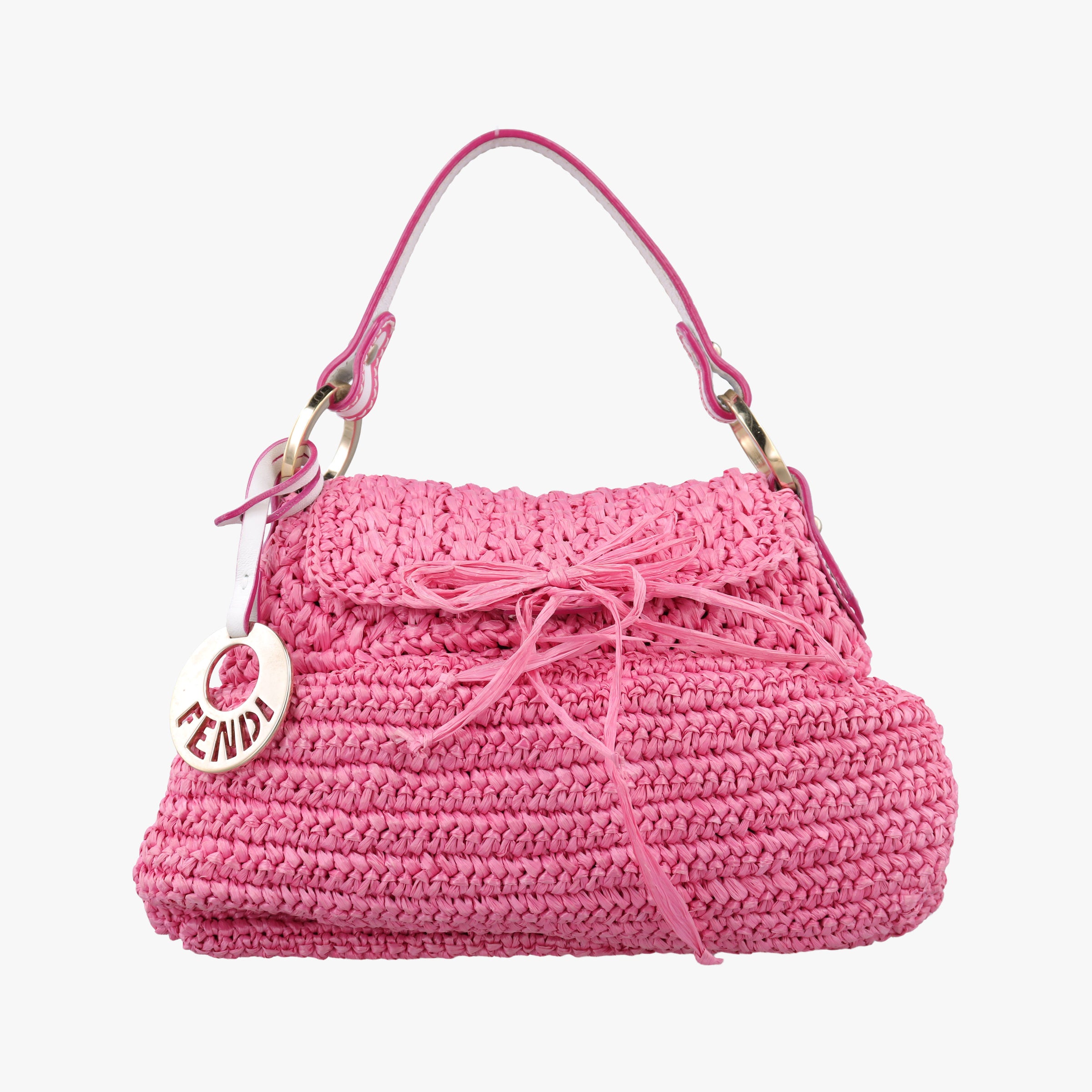 Pre-owned Fendi Chef Bag Pink straw 8BK042 handbag | stylenewstar