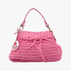 Pre-owned Fendi Chef Bag Pink straw 8BK042 handbag | stylenewstar