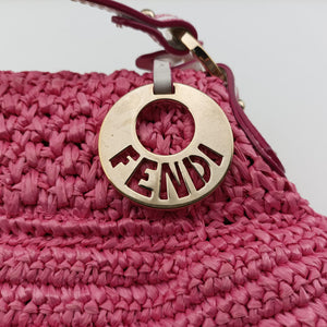 Pre-owned Fendi Chef Bag Pink straw 8BK042 handbag | stylenewstar