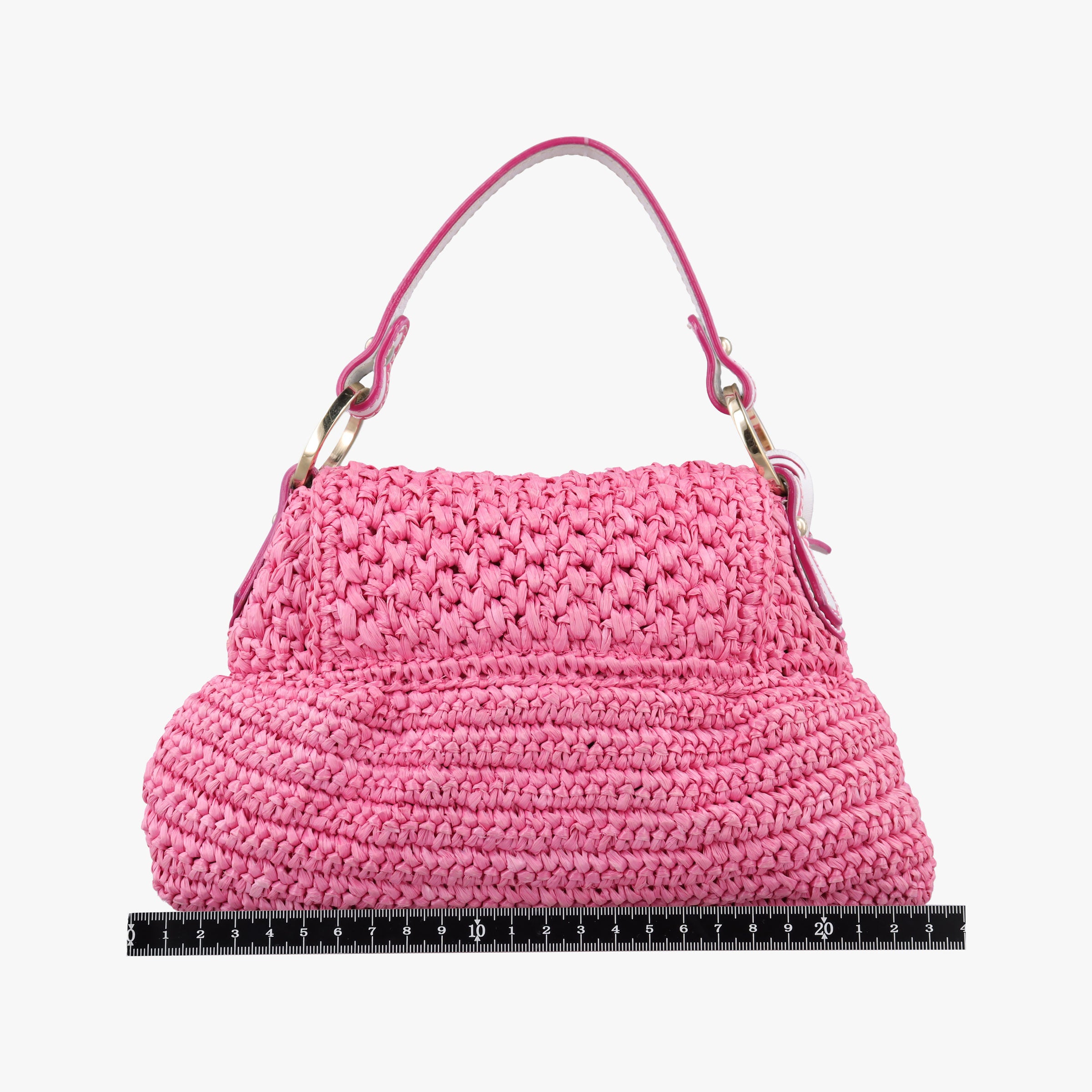 Pre-owned Fendi Chef Bag Pink straw 8BK042 handbag | stylenewstar