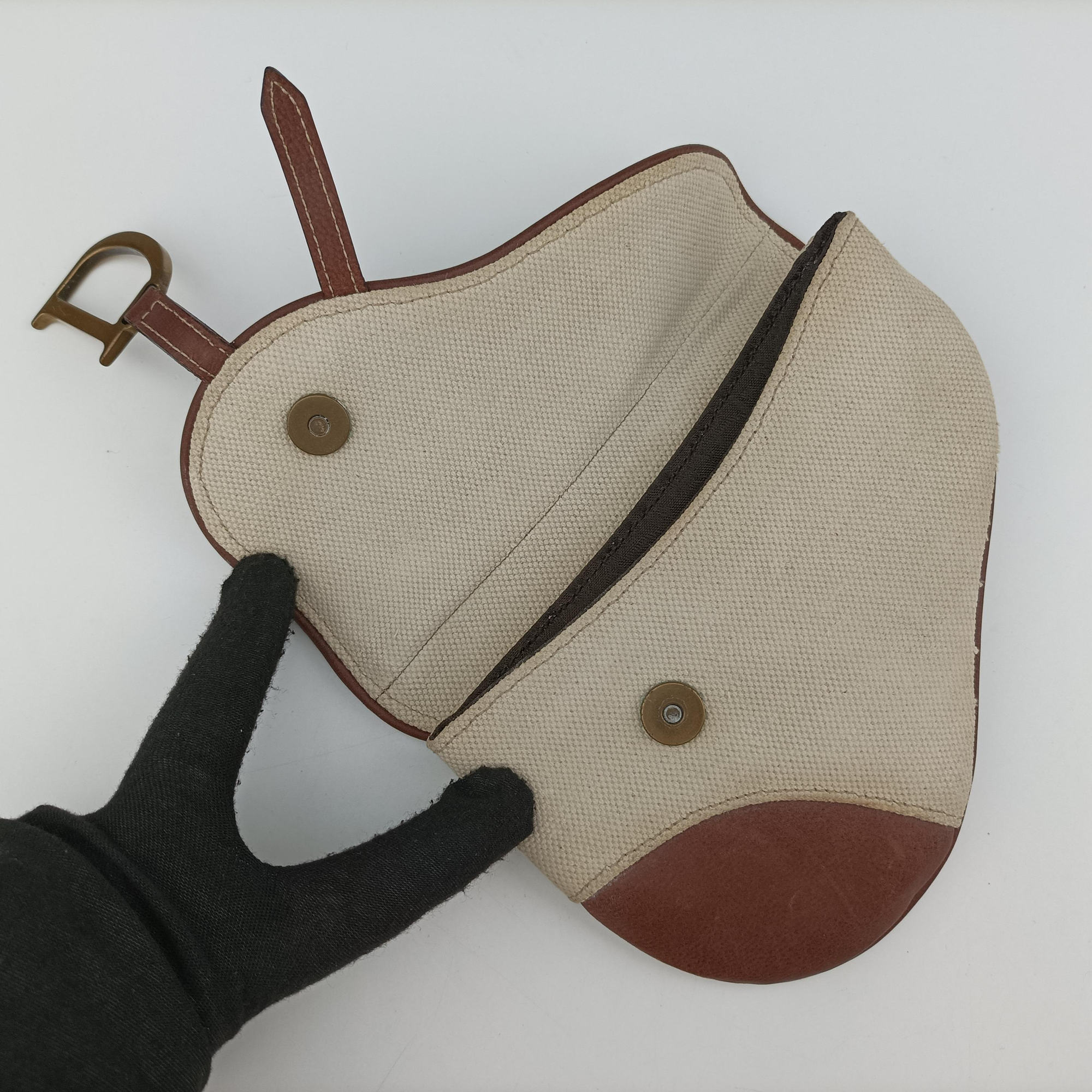 Secondhand Christian Dior Saddle Beige × Brown Canvas × Leather  bum bag/waist bag | stylenewstar