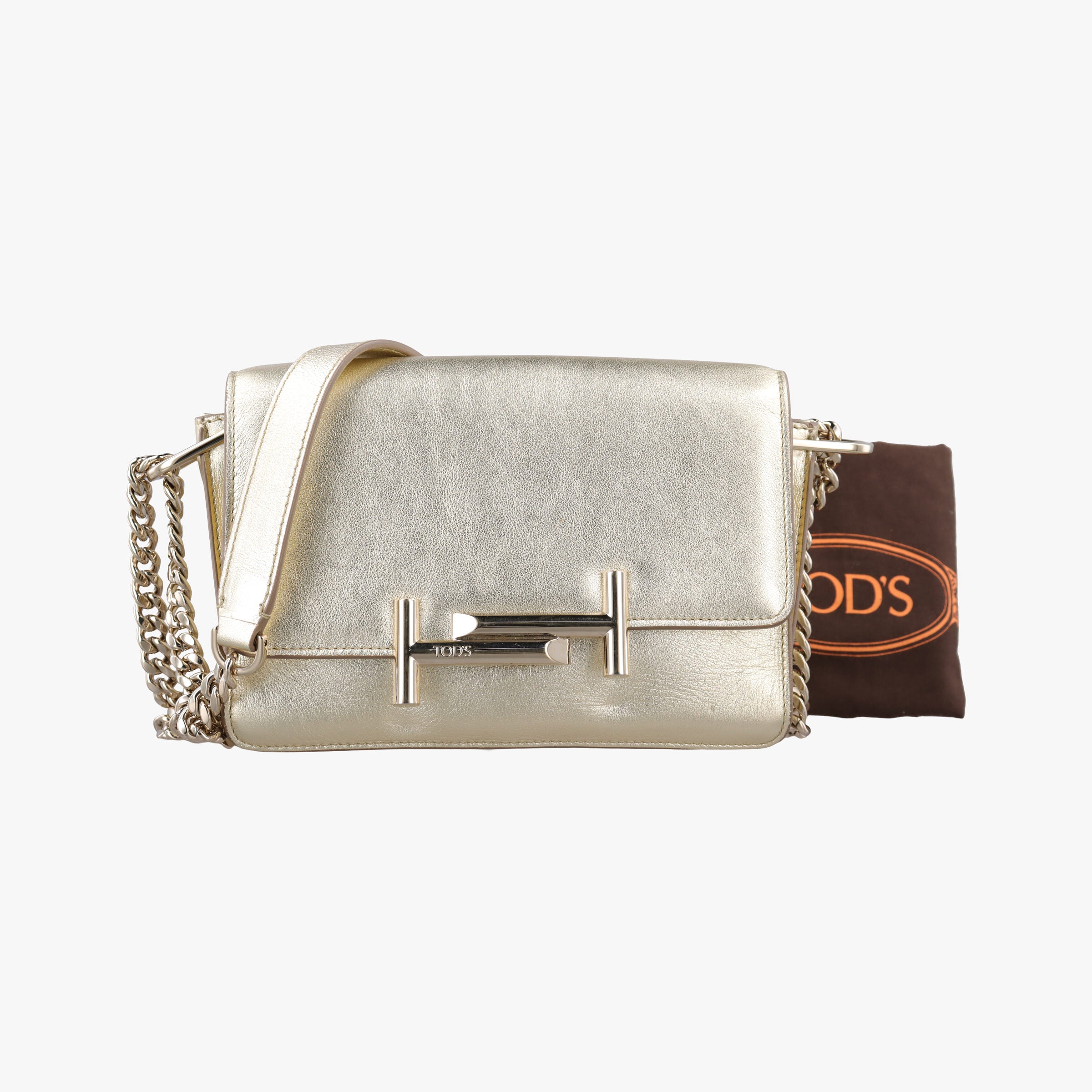 Pre-owned TODS Double T Golden Leather  shoulderbag | stylenewstar