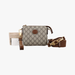 Pre-owned Gucci Interlocking G Messenger Beige × Brown PVC coated canvas× Leather 723306 shoulderbag | stylenewstar