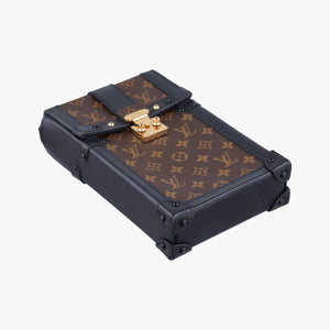 Pre-owned Louis Vuitton Vertical Trunk Pochette Brown×Black Monogram Canvas x leather M63913 shoulderbag | stylenewstar