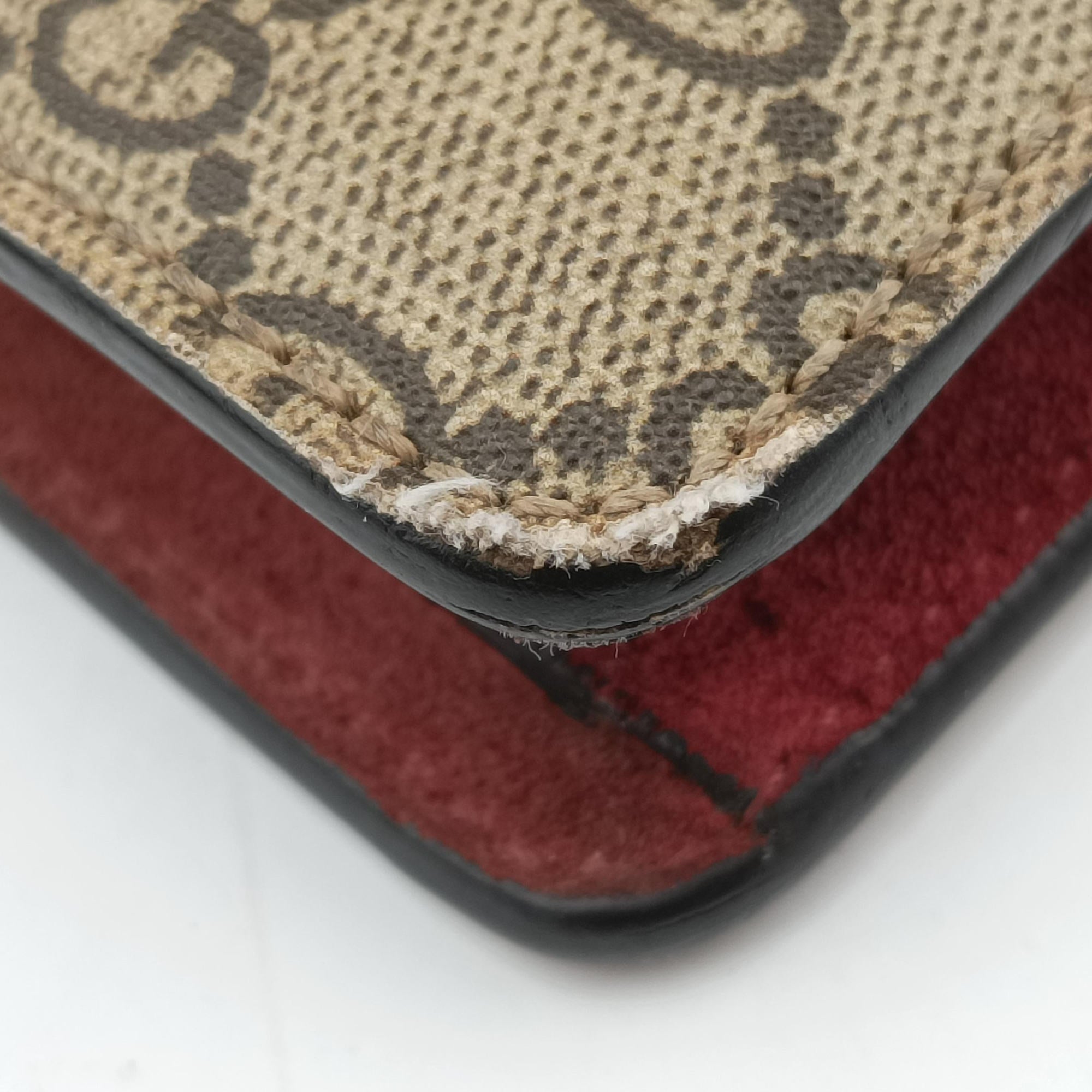 Pre-owned Gucci Dionysus beige×red×multicolor PVC coated canvas × suede 421970 shoulderbag | stylenewstar