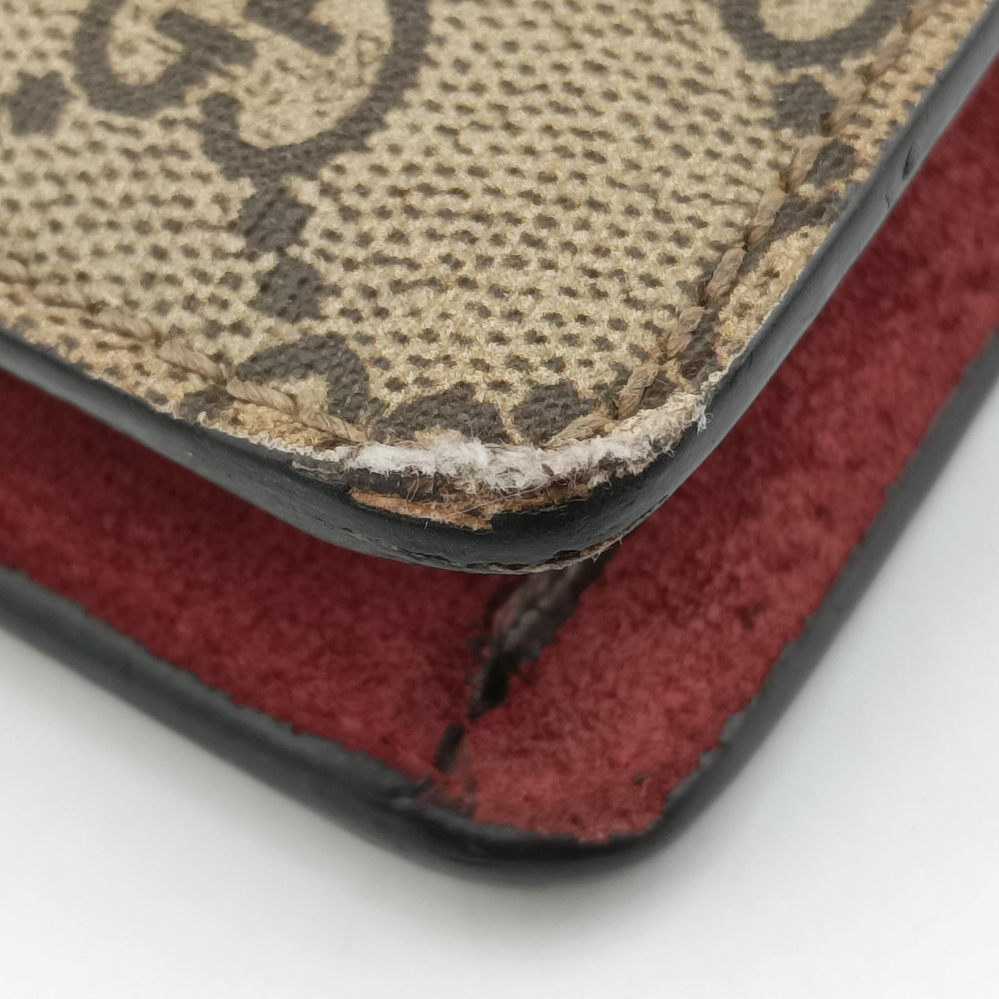 Pre-owned Gucci Dionysus beige×red×multicolor PVC coated canvas × suede 421970 shoulderbag | stylenewstar
