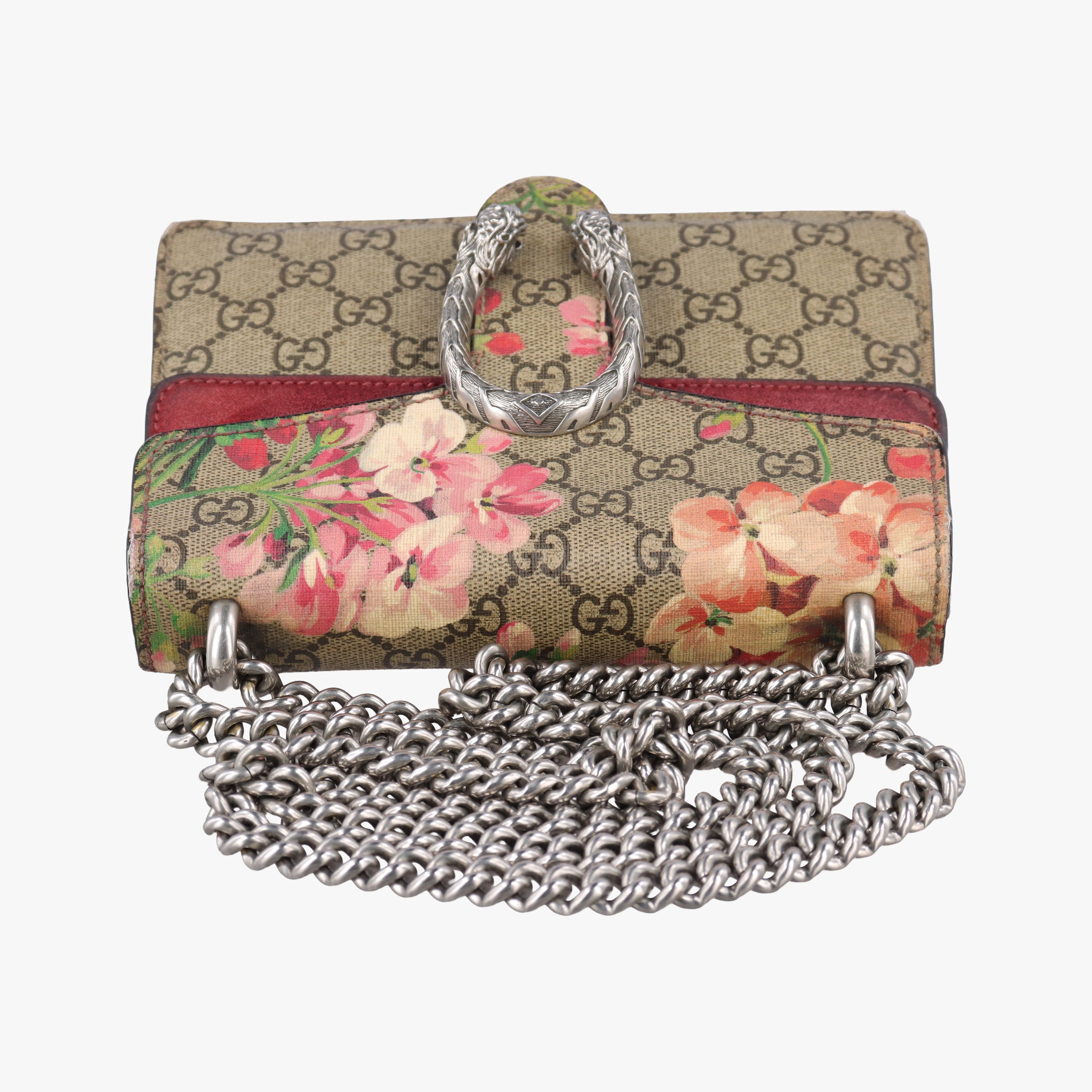 Pre-owned Gucci Dionysus beige×red×multicolor PVC coated canvas × suede 421970 shoulderbag | stylenewstar