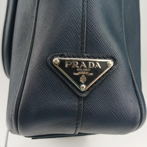 Pre-owned Prada business bag briefcase Navy SAFFIANO Leather 2VE363 handbag | stylenewstar