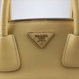 Pre-owned Prada Tote bag YellowxWhite Saffiano leather  handbag | stylenewstar