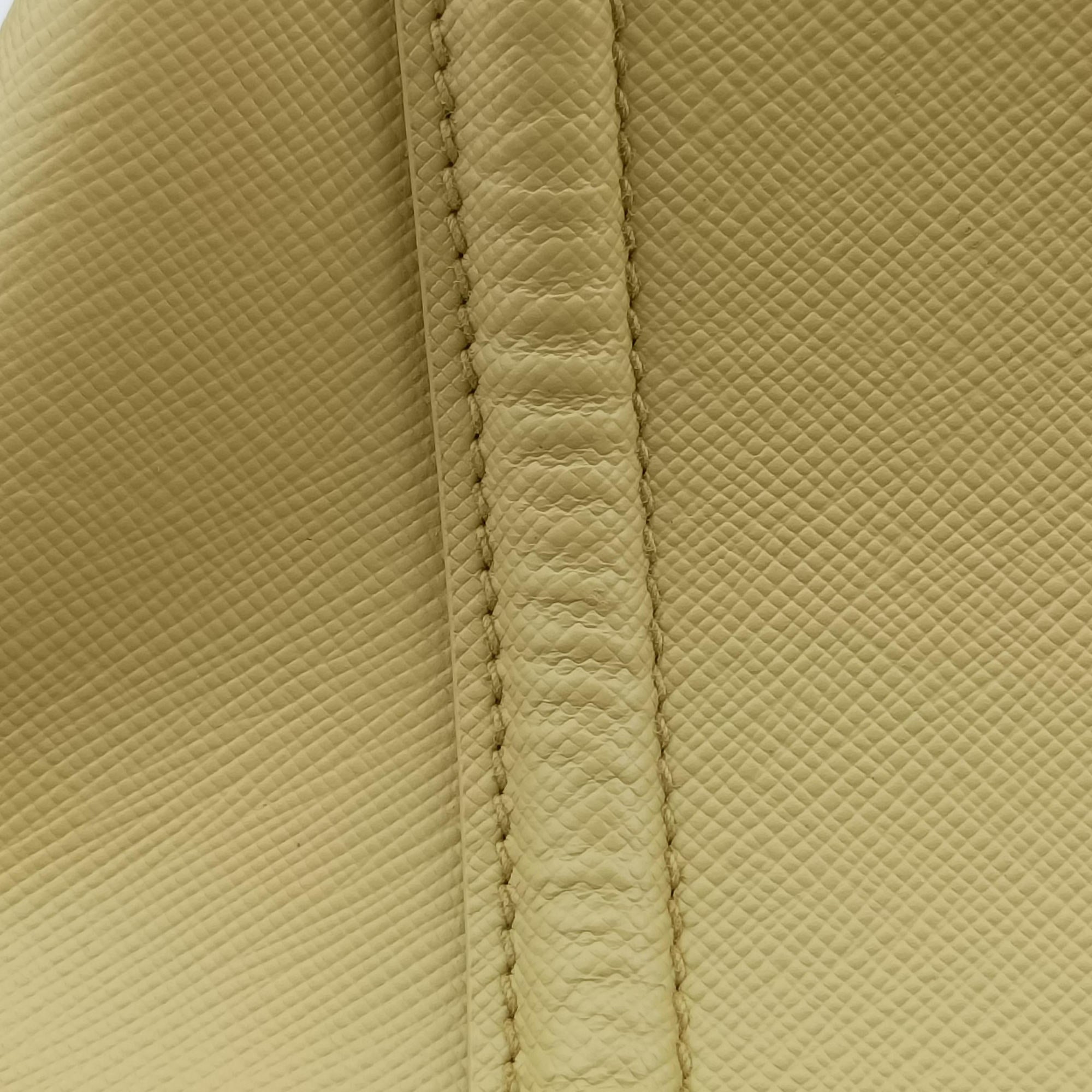 Pre-owned Prada Tote bag YellowxWhite Saffiano leather  handbag | stylenewstar