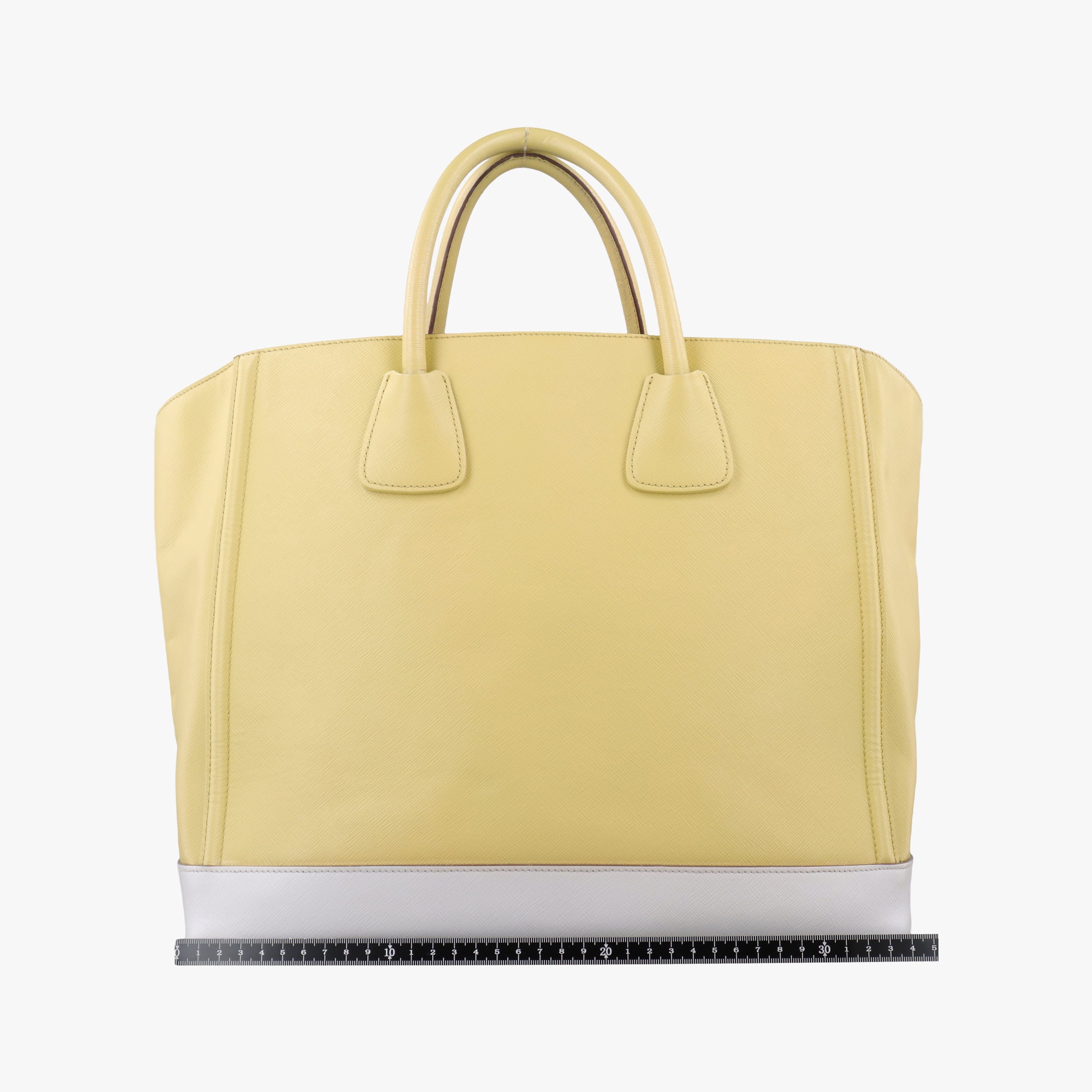 Pre-owned Prada Tote bag YellowxWhite Saffiano leather  handbag | stylenewstar
