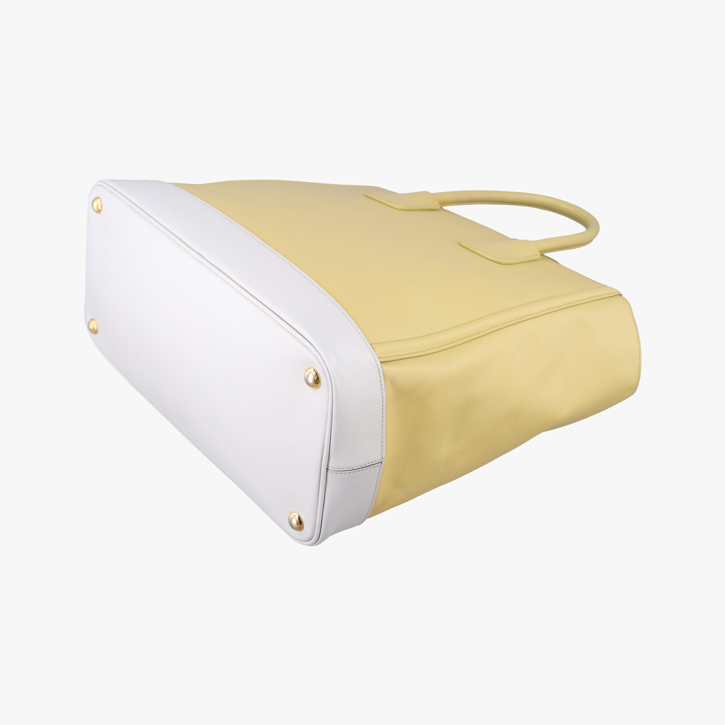 Pre-owned Prada Tote bag YellowxWhite Saffiano leather  handbag | stylenewstar