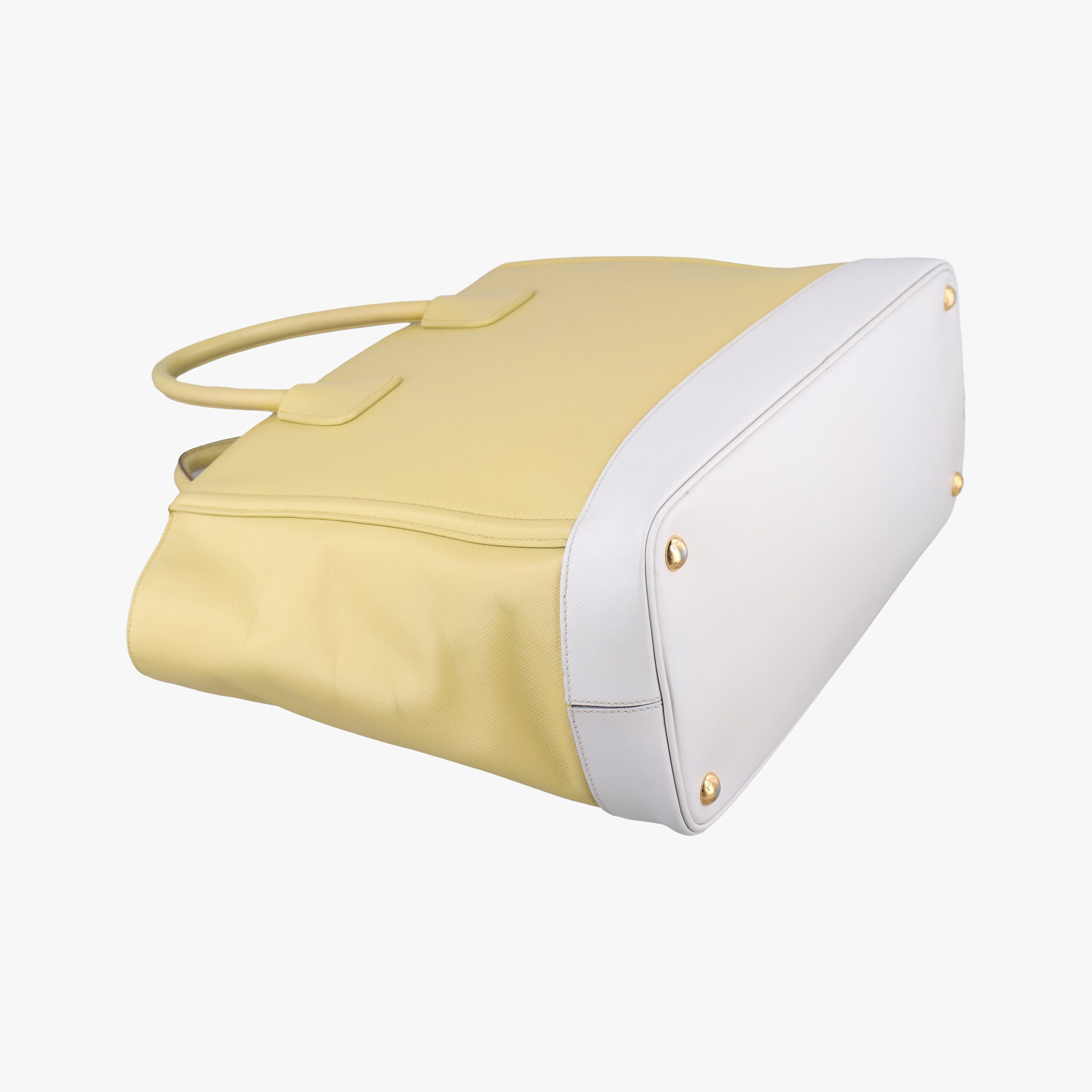 Pre-owned Prada Tote bag YellowxWhite Saffiano leather  handbag | stylenewstar
