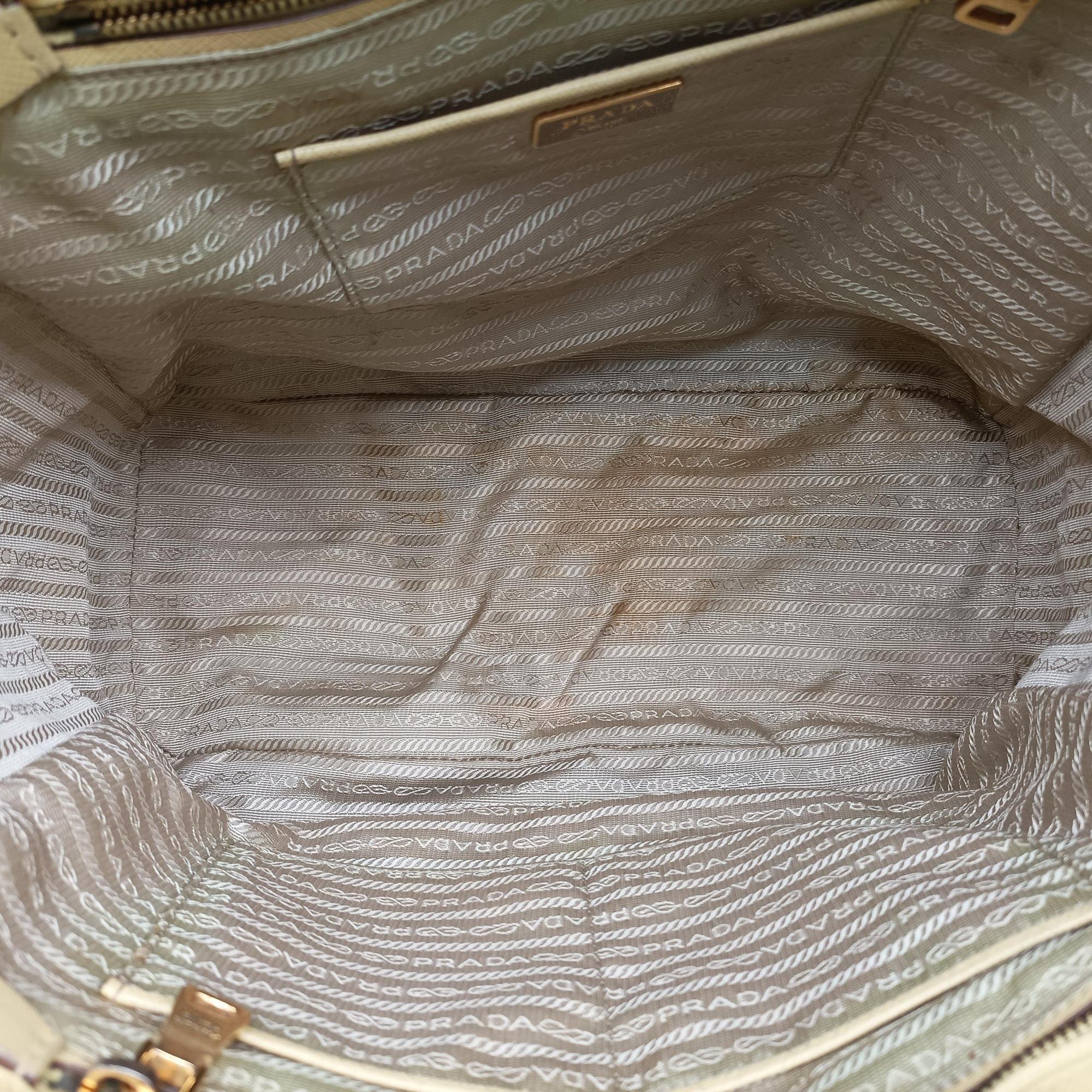 Pre-owned Prada Tote bag YellowxWhite Saffiano leather  handbag | stylenewstar