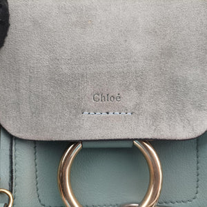 Pre-owned Chloe FAYE mini Blue Leather × Suede  backpack/rucksack | stylenewstar
