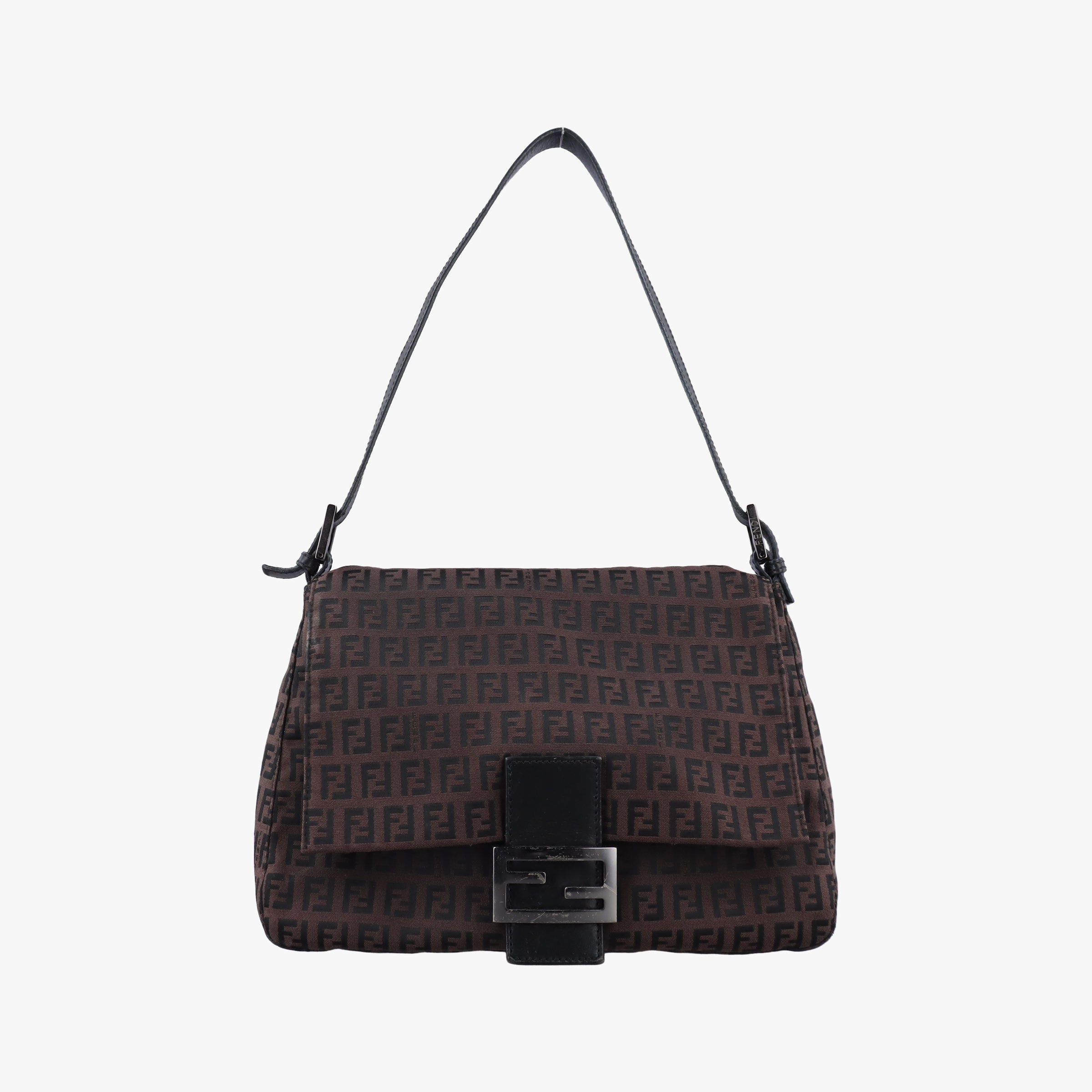 Pre-owned Fendi Baguette Zucchino Brown canvas 8BR001 shoulderbag | stylenewstar