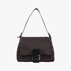Pre-owned Fendi Baguette Zucchino Brown canvas 8BR001 shoulderbag | stylenewstar