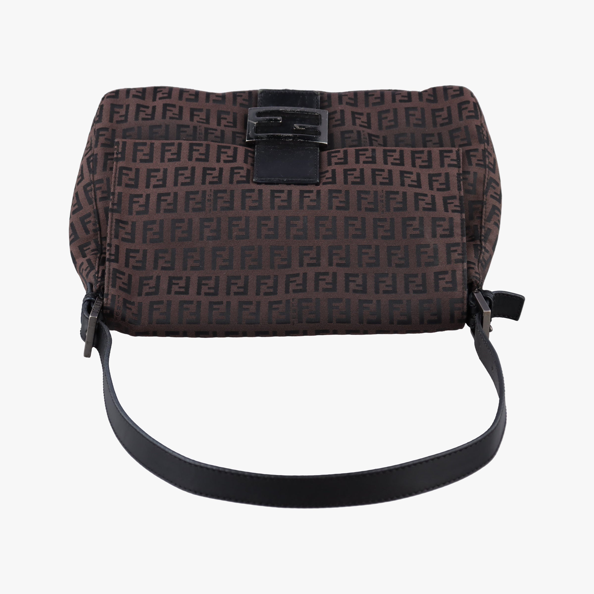 Pre-owned Fendi Baguette Zucchino Brown canvas 8BR001 shoulderbag | stylenewstar