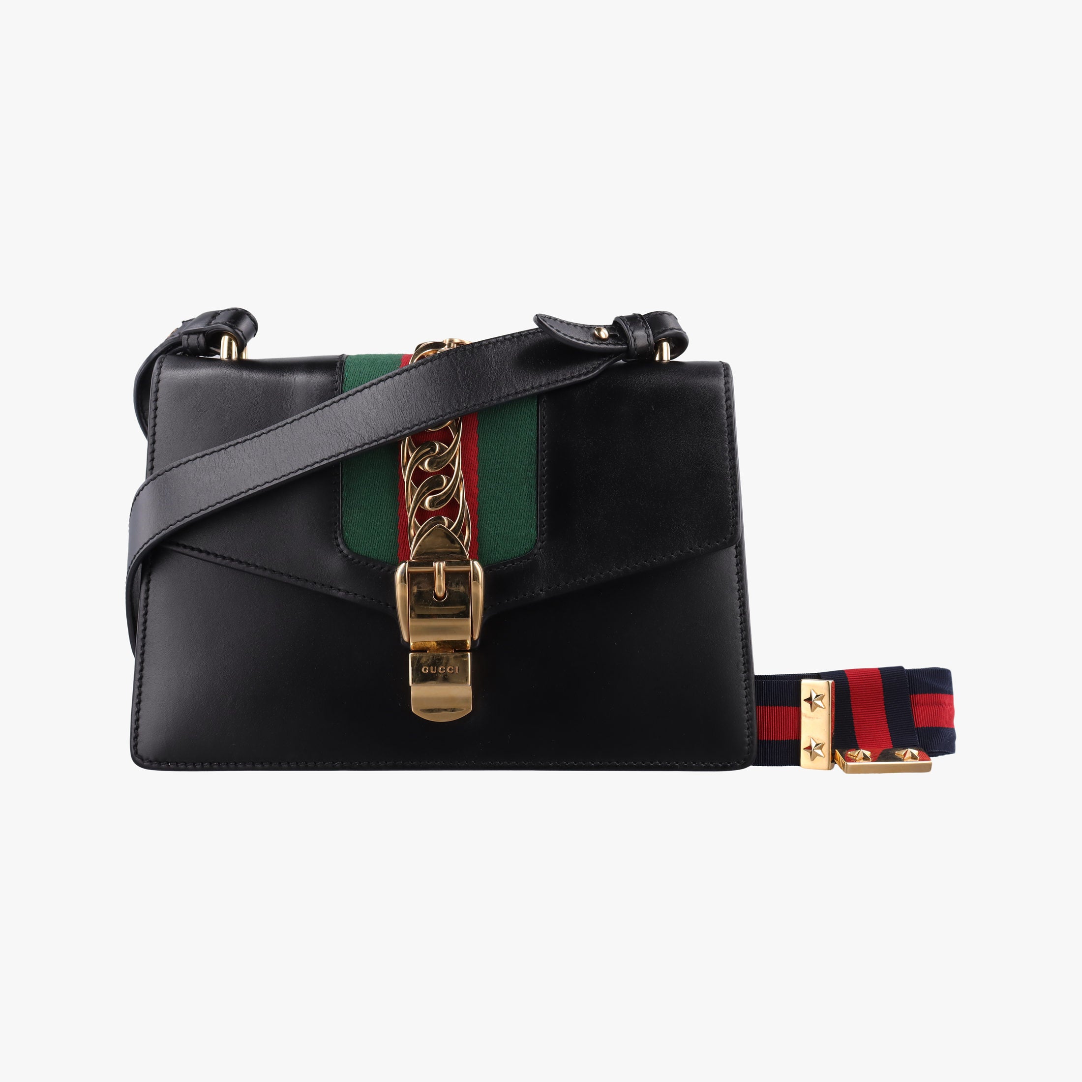 Secondhand Gucci Sylvie Black×green×red Leather 421882 shoulderbag | stylenewstar