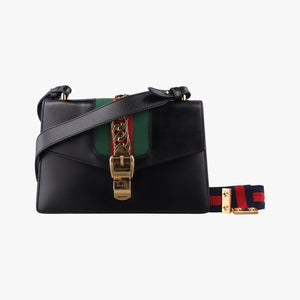 Secondhand Gucci Sylvie Black×green×red Leather 421882 shoulderbag | stylenewstar