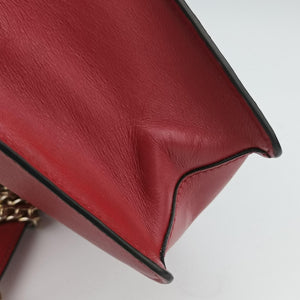 Pre-owned Prada Triangle Logo Red SAFFIANO Leather 1BD200 shoulderbag | stylenewstar