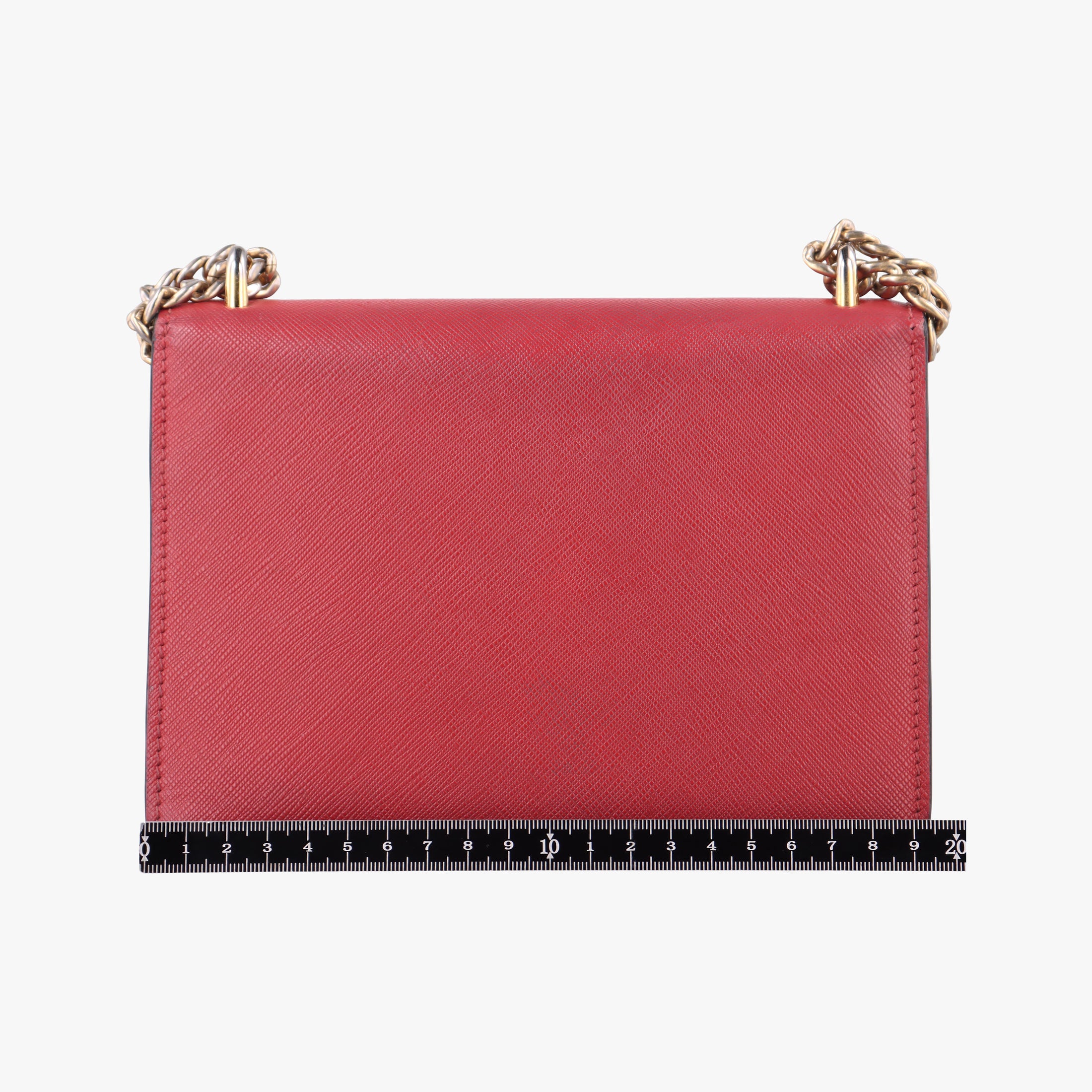Pre-owned Prada Triangle Logo Red SAFFIANO Leather 1BD200 shoulderbag | stylenewstar