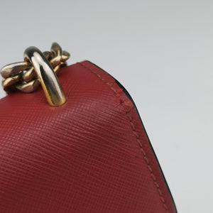 Pre-owned Prada Triangle Logo Red SAFFIANO Leather 1BD200 shoulderbag | stylenewstar