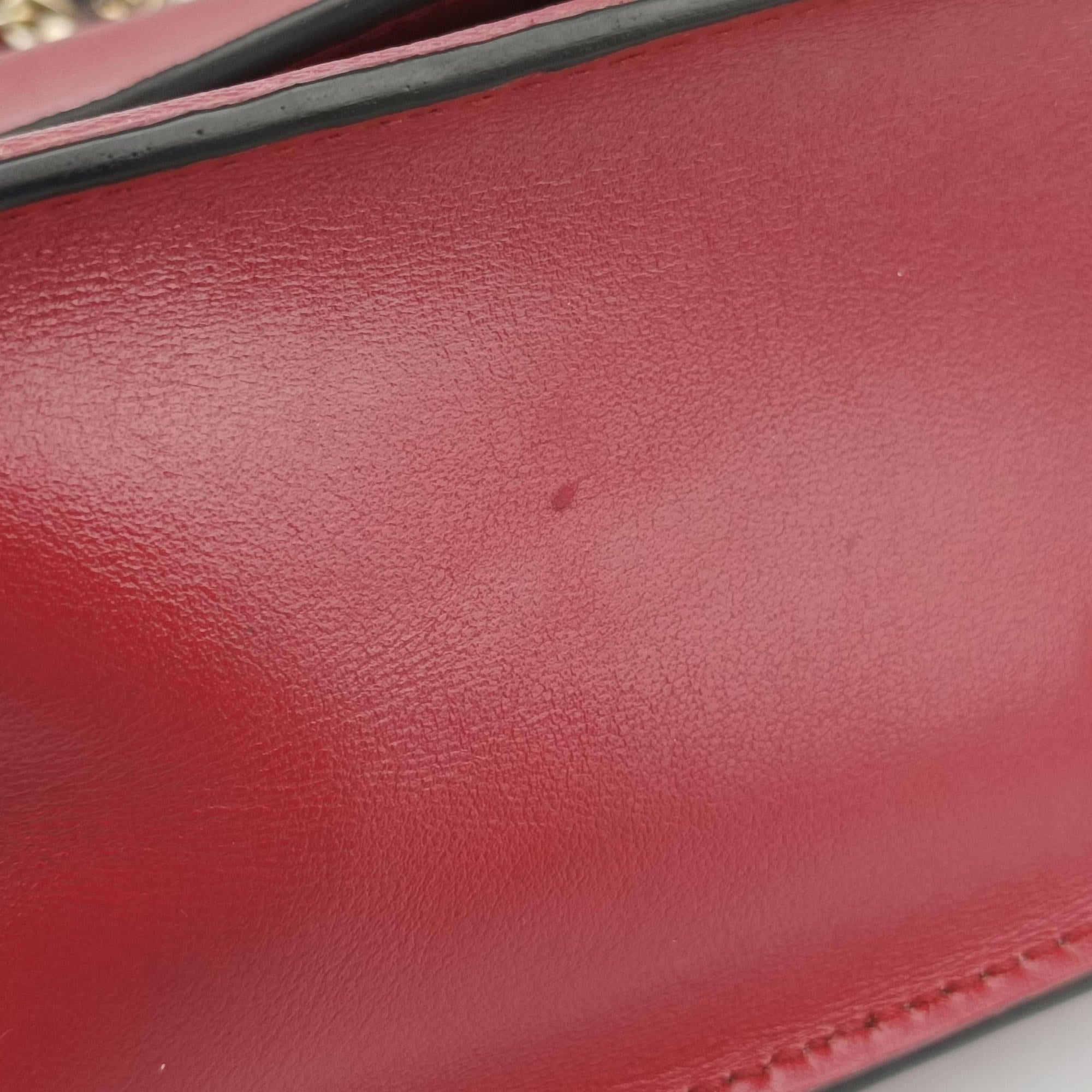 Pre-owned Prada Triangle Logo Red SAFFIANO Leather 1BD200 shoulderbag | stylenewstar