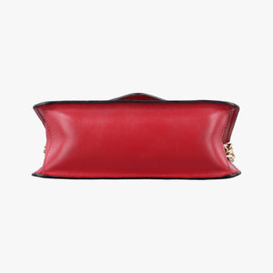 Pre-owned Prada Triangle Logo Red SAFFIANO Leather 1BD200 shoulderbag | stylenewstar