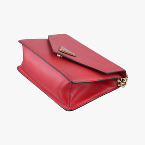 Pre-owned Prada Triangle Logo Red SAFFIANO Leather 1BD200 shoulderbag | stylenewstar