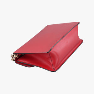 Pre-owned Prada Triangle Logo Red SAFFIANO Leather 1BD200 shoulderbag | stylenewstar