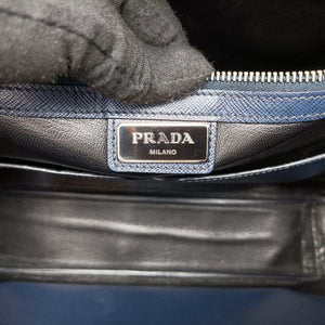 Vintage Prada Triangle Logo Plate Navy Saffiano Leather  shoulderbag | stylenewstar