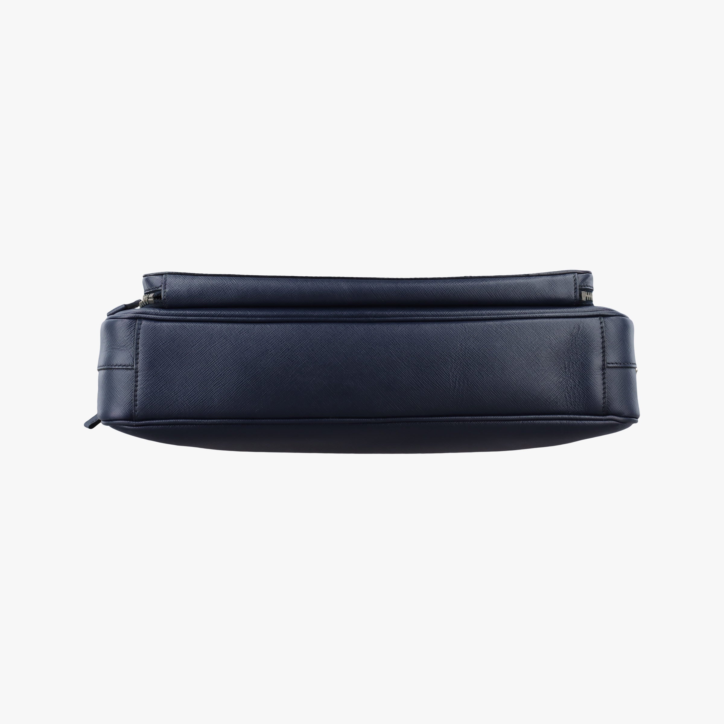Vintage Prada Triangle Logo Plate Navy Saffiano Leather  shoulderbag | stylenewstar